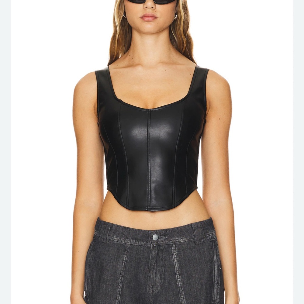 Black Faux Leather Corset Top